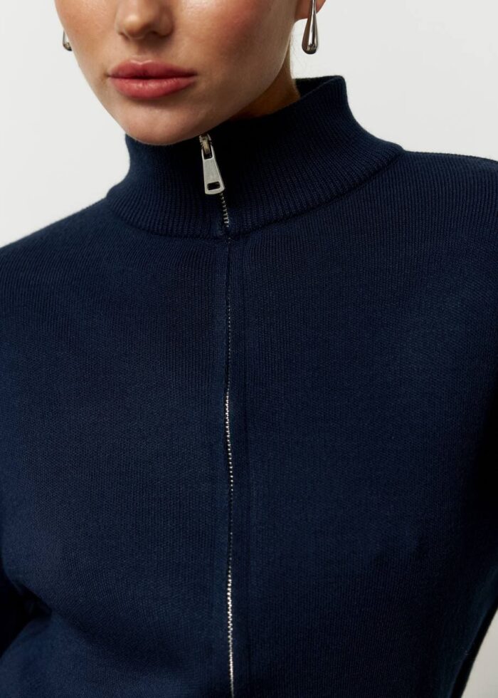 Костюм вʼязаний на блискавці жіночий синій Фото - 3