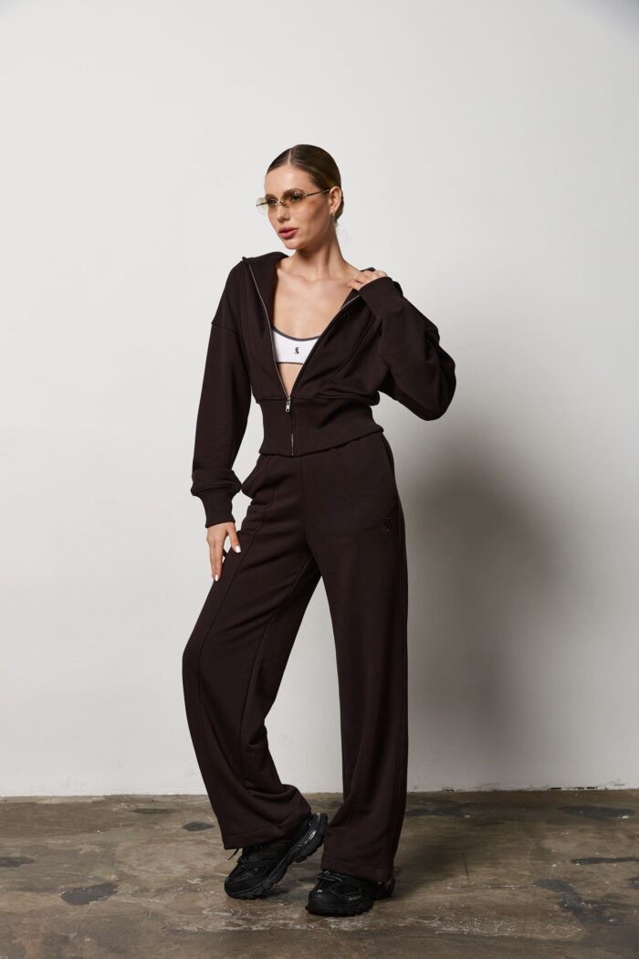 Костюм кроп не утеплений жіночий шоколад Фото - 1