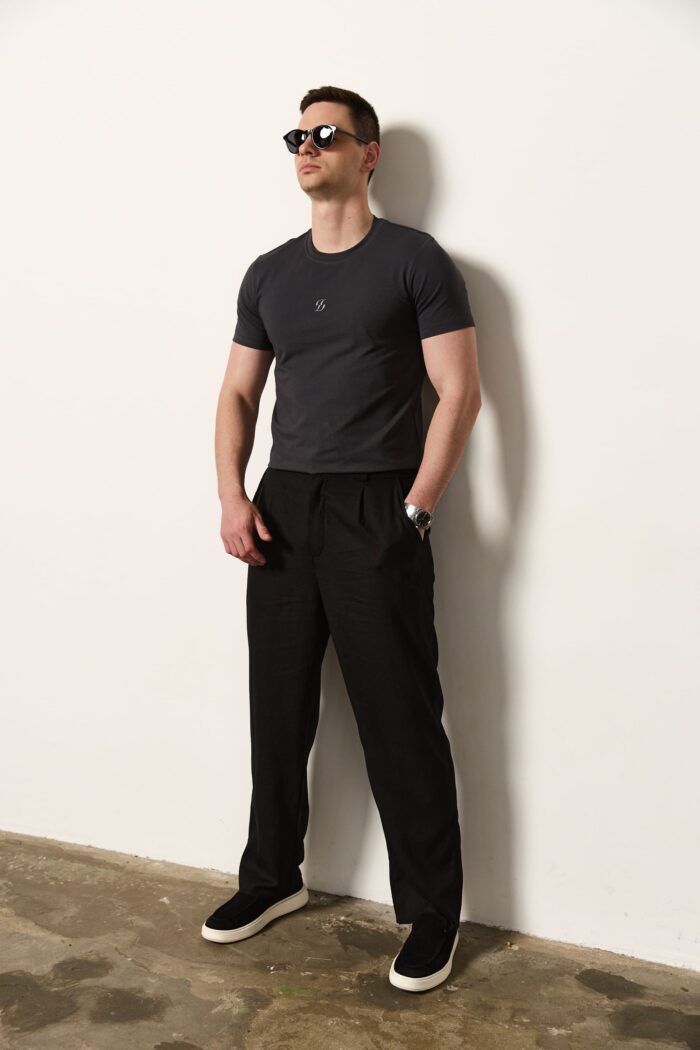 Футболка приталена чоловіча графіт Фото - 5