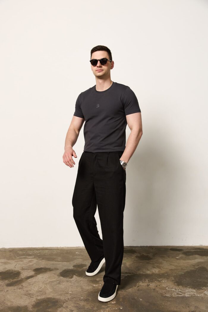 IMG_0857 Футболка приталена чоловіча графіт Фото - 4