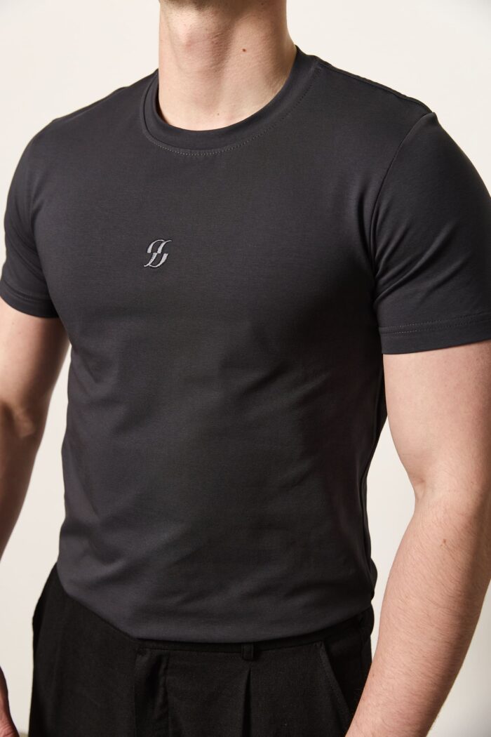 Футболка приталена чоловіча графіт Фото - 3
