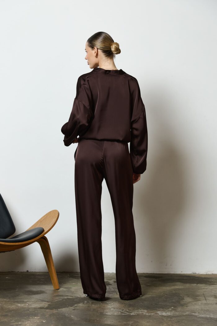 Костюм бомбер з сатину на блискавці шоколад Фото - 3