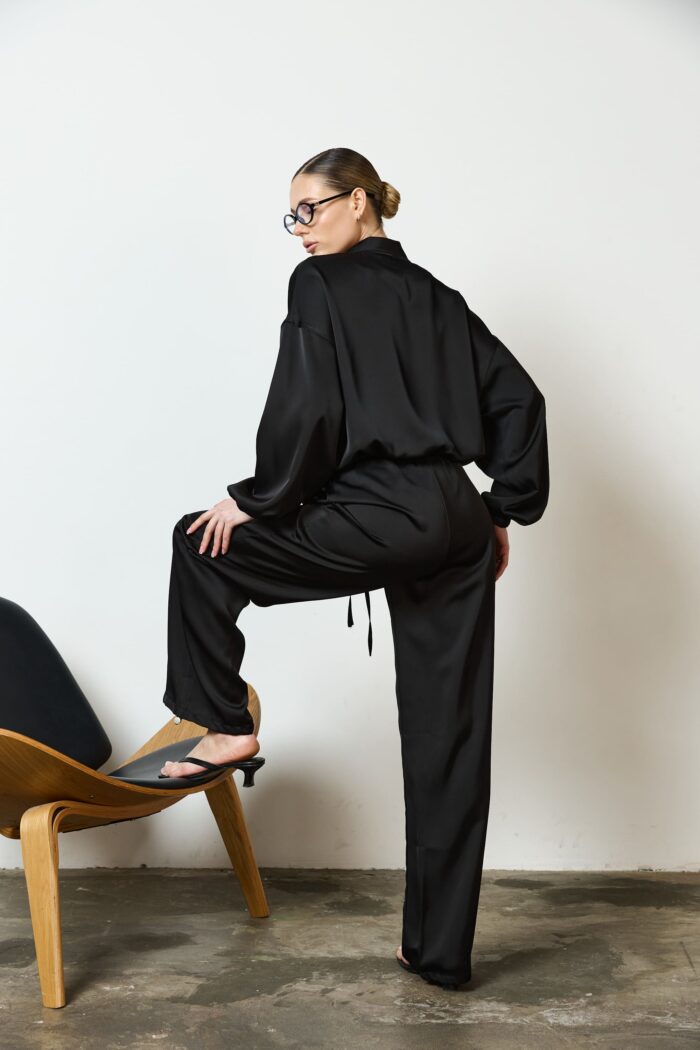 IMG_1731 (2) Костюм бомбер з сатину на блискавці чорний Фото - 3