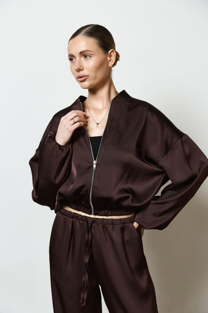 IMG_1754 Костюм бомбер з сатину на блискавці шоколад Фото - 2