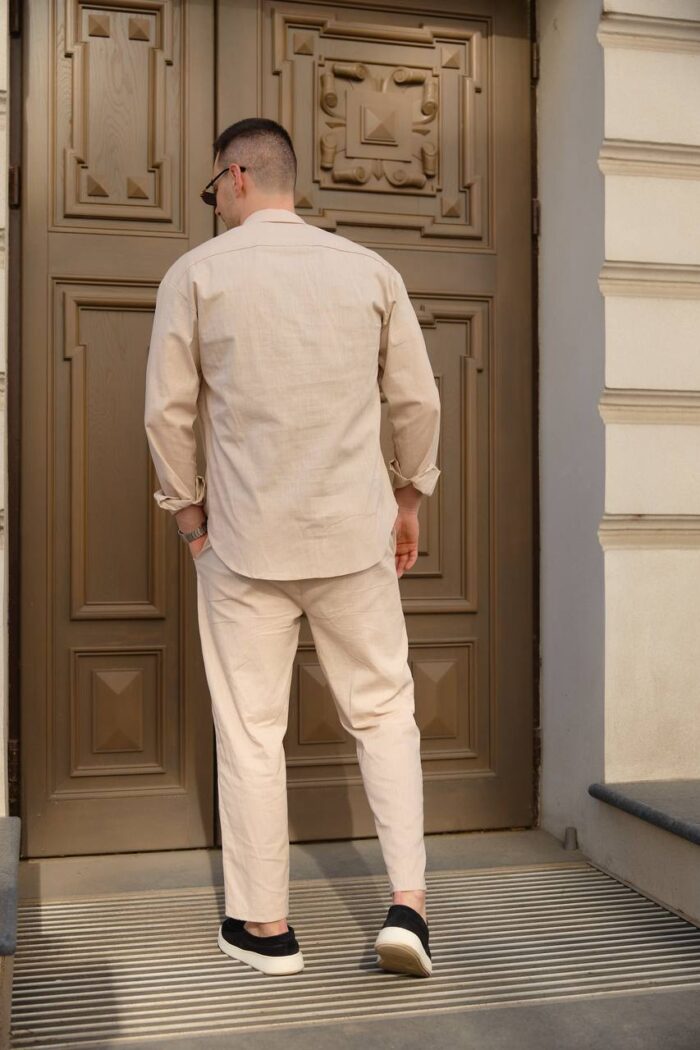 Штани чоловічі з льону бежеві Фото - 3