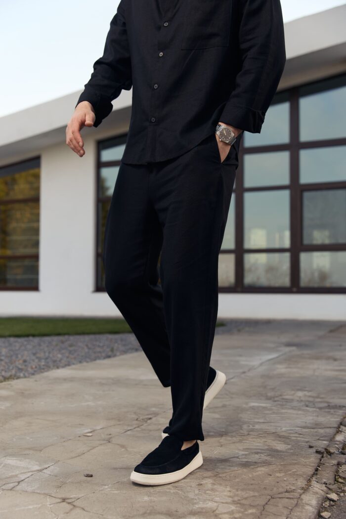 IMG_5753 (2) Штани чоловічі з льону чорні Фото - 1