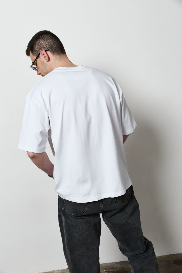 IMG_7544 Футболка оверсайз чоловіча молочна Фото - 4