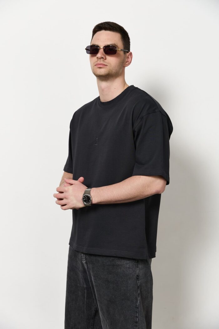 IMG_7604 (1) Футболка оверсайз чоловіча графіт Фото - 5