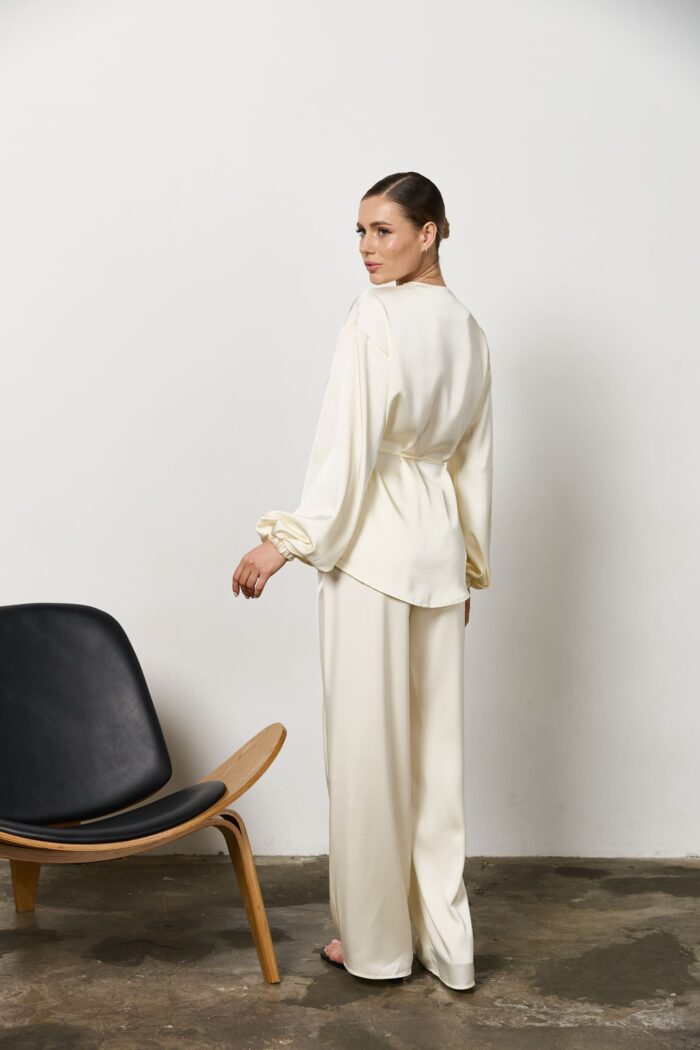 Сорочка з поясом сатин жіноча таш Фото - 3