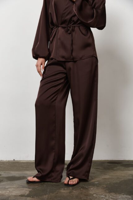 Штани сатин жіночі шоколад
