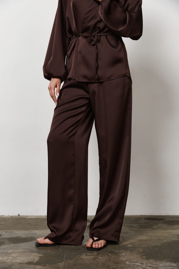 IMG_7801 Штани сатин жіночі шоколад Фото - 1