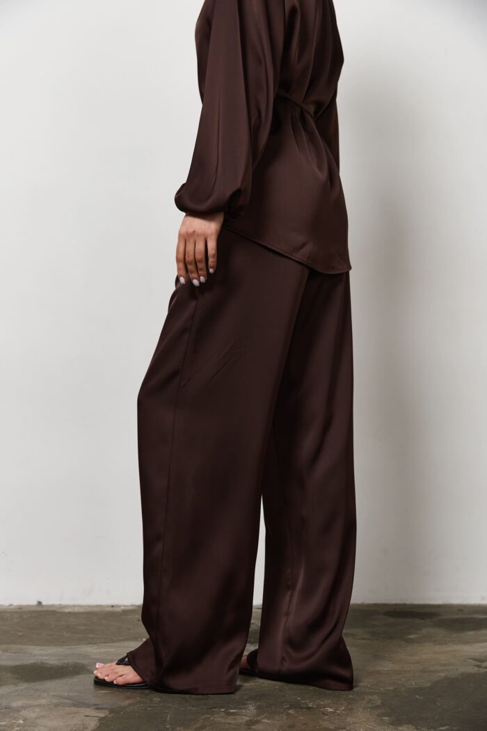 IMG_7802 Штани сатин жіночі шоколад Фото - 3