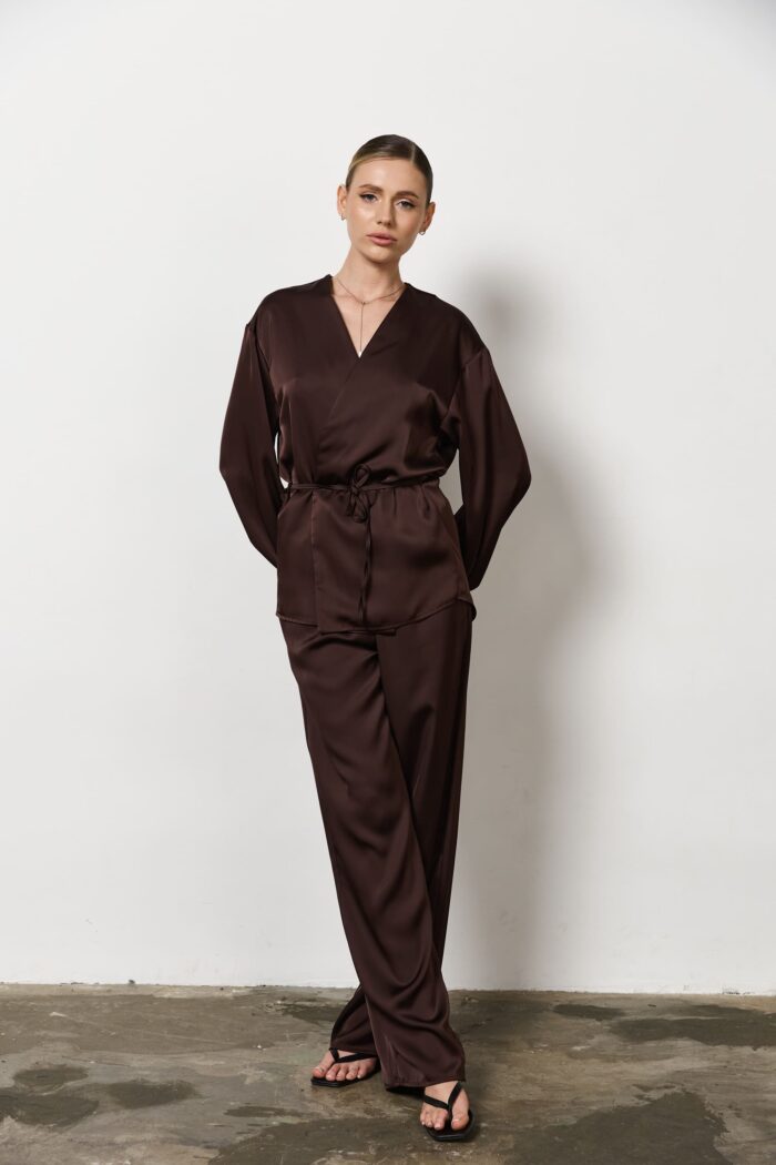 IMG_7811 Штани сатин жіночі шоколад Фото - 5