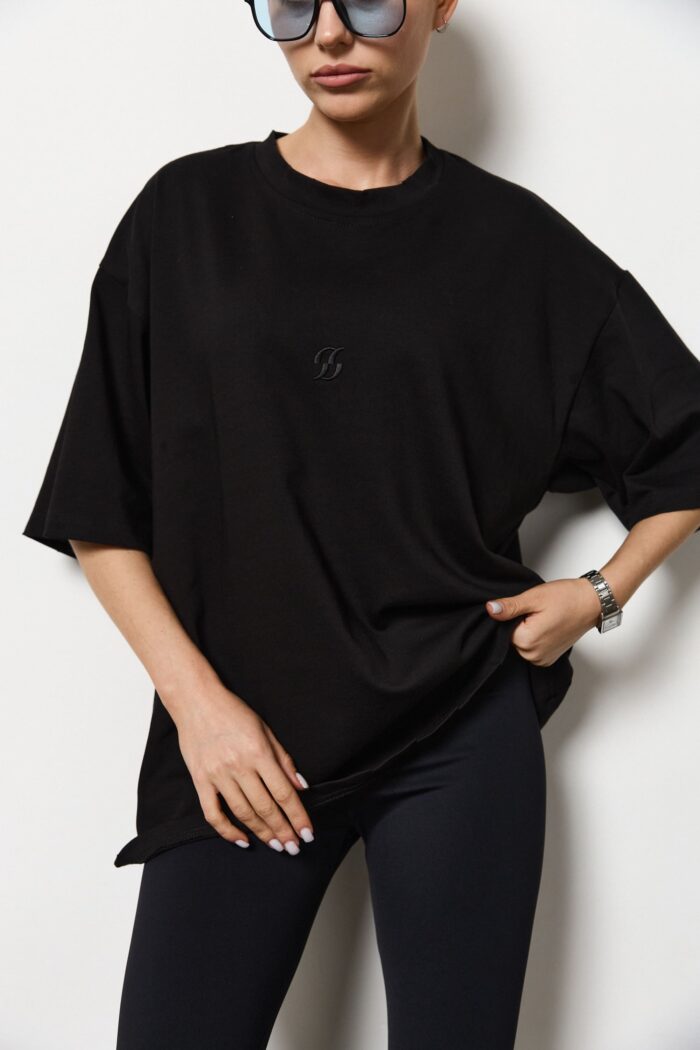 Футболка оверсайз жіноча чорна Фото - 5