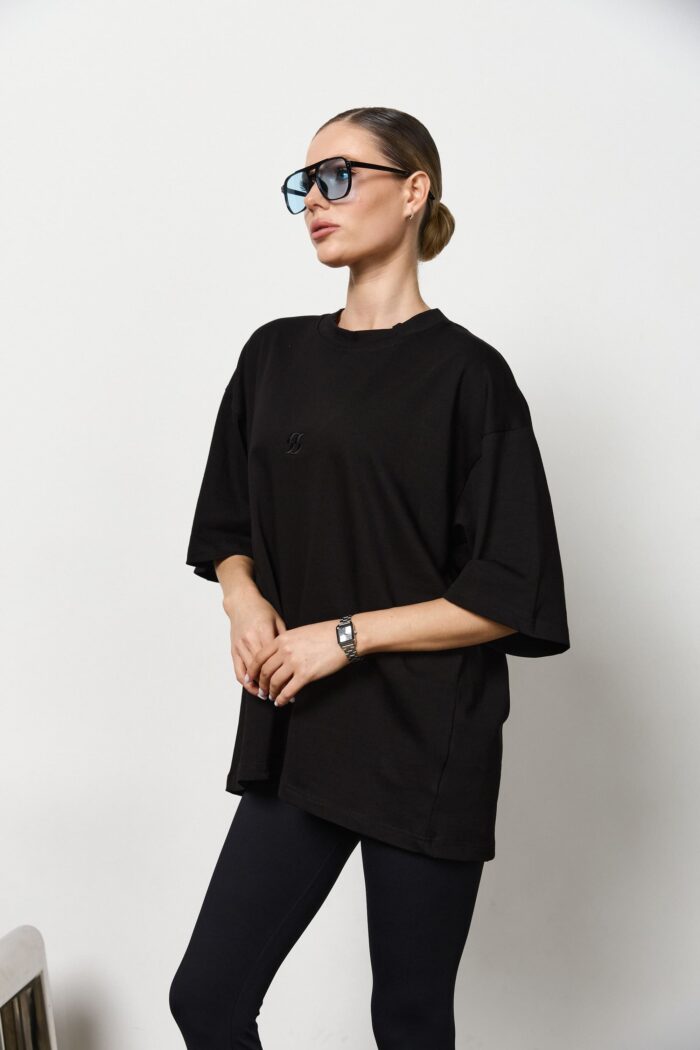 IMG_8870 Футболка оверсайз жіноча чорна Фото - 1