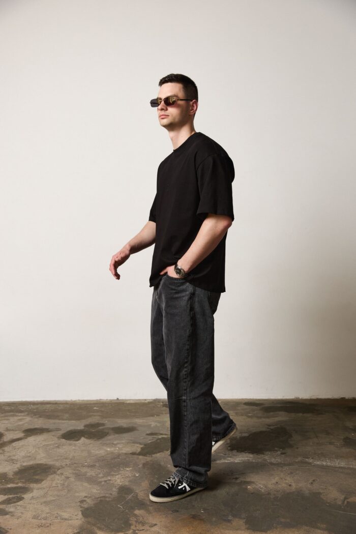 IMG_8899 (1) Футболка оверсайз чоловіча чорна Фото - 5