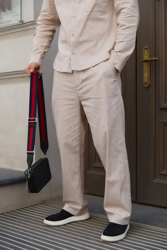 IMG_9294 (1) Штани з льону чоловічі прямі бежеві Фото - 1