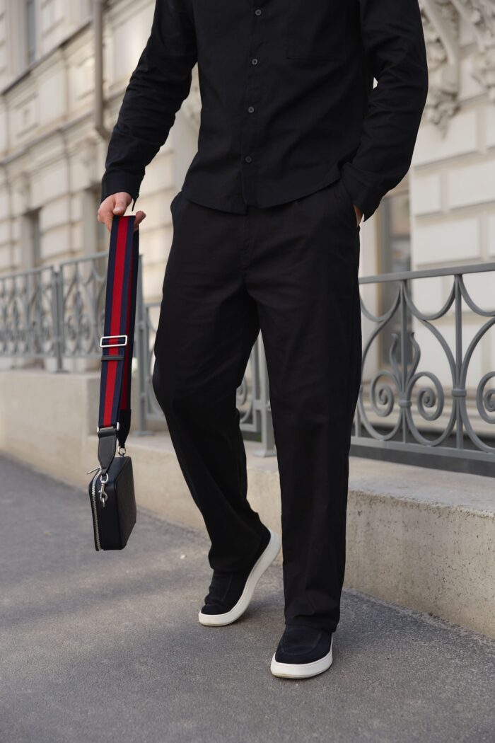 IMG_9319 (1) Штани з льону чоловічі прямі чорні Фото - 1