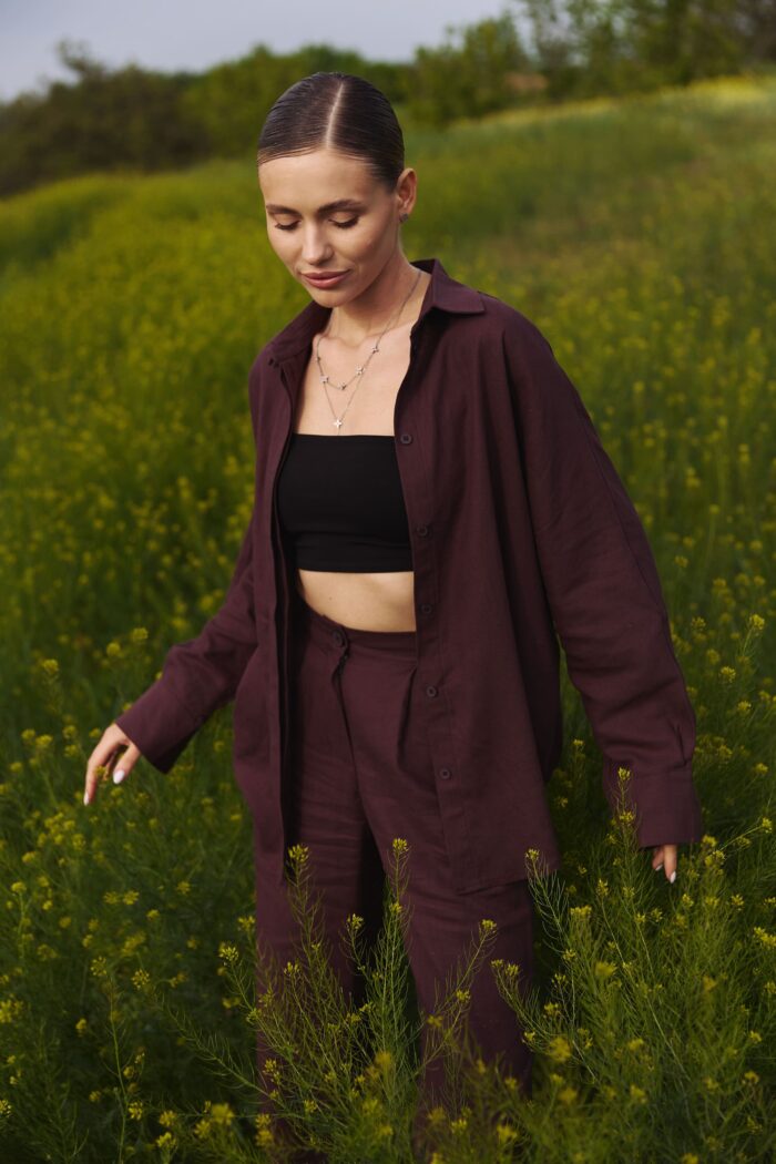 IMG_6160 Сорочка з льону жіноча 2026 шоколад Фото - 4